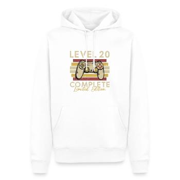 Stufe 20 abgeschlossen - Männer Premium Bio Hoodie - Weiß - Vorne - Nico (187cm)