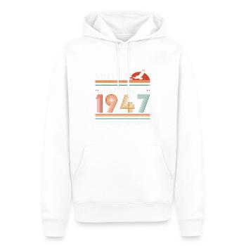 Janvier 1947 Vintage Rétro Cadeau D'anniversaire - Sweat à capuche Premium bio Homme - blanc - Devant - Nico (187cm)