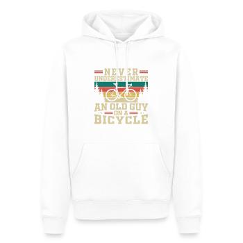 Never Underestimate An Old Guy On A Bicycle - Men’s Premium Organic Hoodie - white - Front - Nico (187cm)