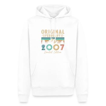 Février 2007 Vintage Anniversaire 2007 Cadeau - Sweat à capuche Premium bio Homme - blanc - Devant - Nico (187cm)