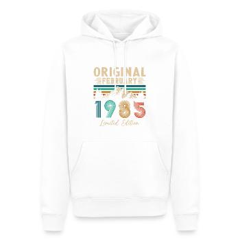 Février 1985 Vintage Anniversaire 1985 Cadeau - Sweat à capuche Premium bio Homme - blanc - Devant - Nico (187cm)