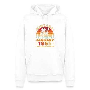 Cadeau D'anniversaire Nées En Janvier 1955 - Sweat à capuche Premium bio Homme - blanc - Devant - Nico (187cm)