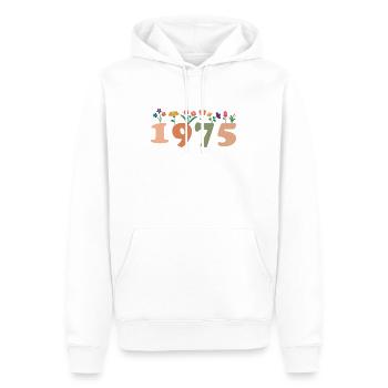 50 Années Vintage 1975 Anniversaire Femmes Fleurs - Sweat à capuche Premium bio Homme - blanc - Devant - Nico (187cm)