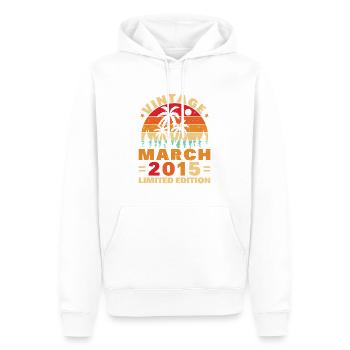 Mars 2015 10 Ans Vintage Rétro Anniversaire - Sweat à capuche Premium bio Homme - blanc - Devant - Nico (187cm)