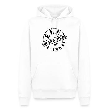 Élu grand mère - Sweat à capuche Premium bio Homme - blanc - Devant - Nico (187cm)