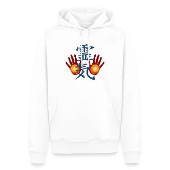 REIKI hands - Männer Premium Bio Hoodie - Weiß - Vorne - Nico (187cm)