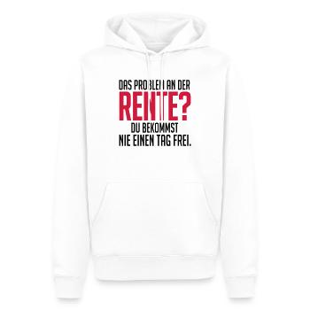 Rente und nie einen tag frei - Männer Premium Bio Hoodie - Weiß - Vorne - Nico (187cm)