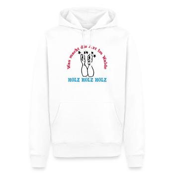 holz holz holz ... von wicki_de - Männer Premium Bio Hoodie - Weiß - Vorne - Nico (187cm)