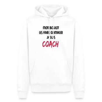 Mon boulot coach 1 - Sweat à capuche Premium bio Homme - blanc - Devant - Nico (187cm)