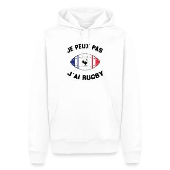 Je Peux Pas J'ai Rugby - Sweat à capuche Premium bio Homme - blanc - Devant - Nico (187cm)