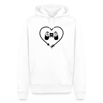 Arrow in Heartshape and Game - - Men’s Premium Organic Hoodie - white - Front - Nico (187cm)