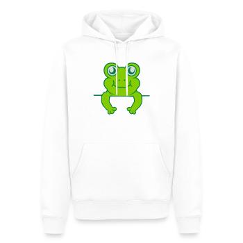 Schild Mauer Frosch Comic - Männer Premium Bio Hoodie - Weiß - Vorne - Nico (187cm)