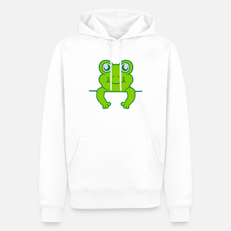 Schild Mauer Frosch Comic - Männer Premium Bio Hoodie - Weiß
