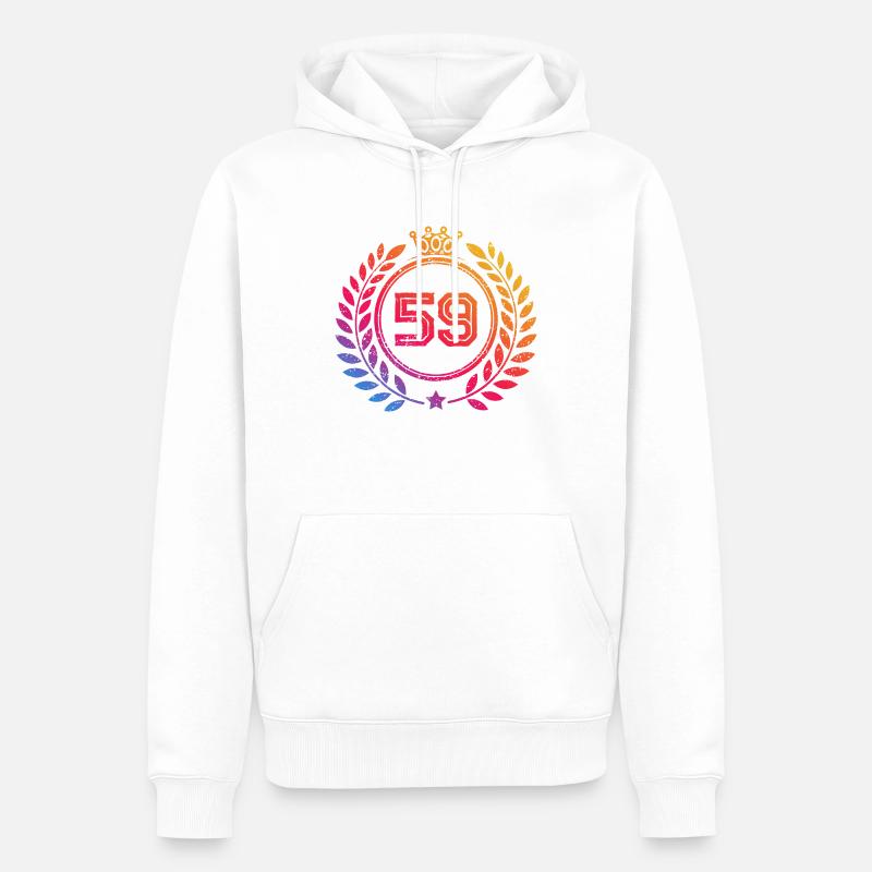 59 Couronne numérique - Sweat à capuche Premium bio Homme - blanc