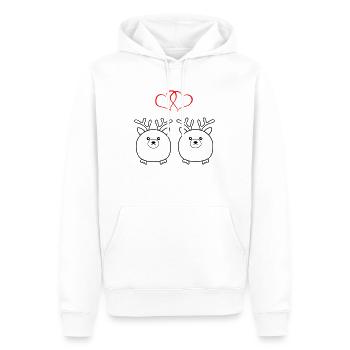 Bébé orignal amoureux - Sweat à capuche Premium bio Homme - blanc - Devant - Nico (187cm)