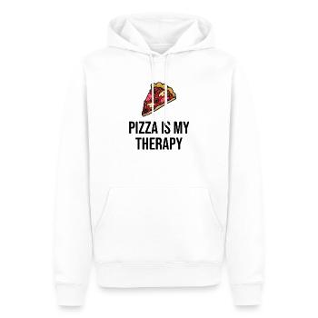 Pizza is my Therapy - Männer Premium Bio Hoodie - Weiß - Vorne - Nico (187cm)
