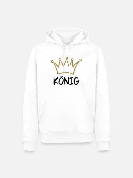 KÖNIG 1 - Männer Premium Bio Hoodie - Weiß
