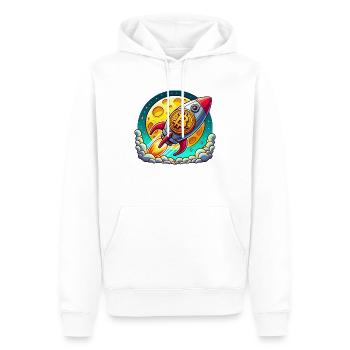 To the Moon! 🚀 Bitcoin Rocket - Men’s Premium Organic Hoodie - white - Front - Nico (187cm)