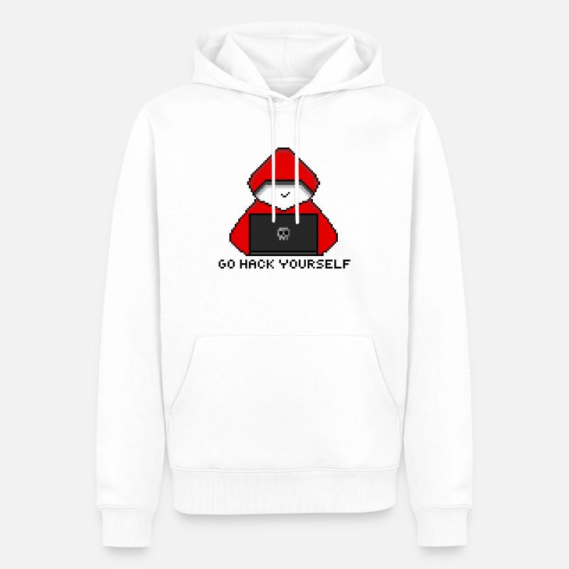 Go Hack Yourself Pixel Art - Männer Premium Bio Hoodie - Weiß