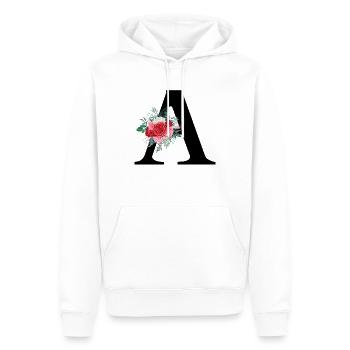 Lettre a floral rouge - Sweat à capuche Premium bio Homme - blanc - Devant - Nico (187cm)