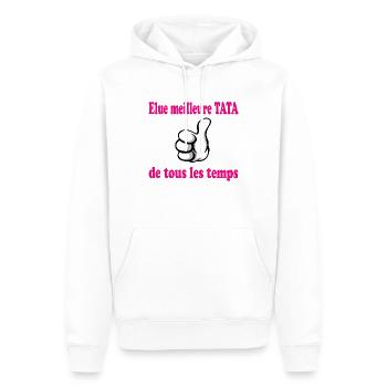 Meilleure TATA DE TOUS LES TEMPS - Sweat à capuche Premium bio Homme - blanc - Devant - Nico (187cm)
