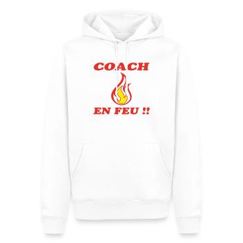 COACH EN FEU - Sweat à capuche Premium bio Homme - blanc - Devant - Nico (187cm)