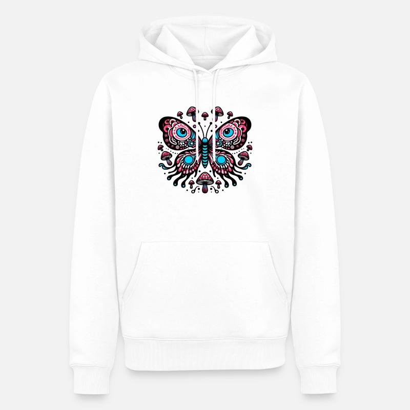 Vibrant Comic Butterfly - Männer Premium Bio Hoodie - Weiß