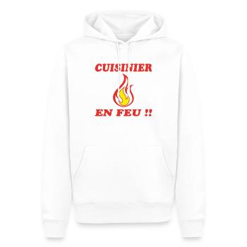 CUISINIER EN FEU !!! - Sweat à capuche Premium bio Homme - blanc - Devant - Nico (187cm)