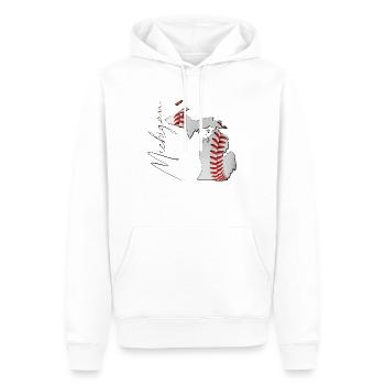 Michigan (États-Unis) | Vrai baseball | Carte Scpt - Sweat à capuche Premium bio Homme - blanc - Devant - Nico (187cm)