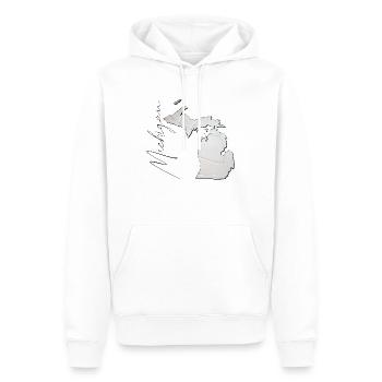 Michigan (USA) | echter Volleyball | Landkarte Sct - Männer Premium Bio Hoodie - Weiß - Vorne - Nico (187cm)