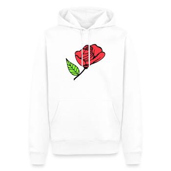 Jolie belle fleur de rose feuille roses romantique - Sweat à capuche Premium bio Homme - blanc - Devant - Nico (187cm)