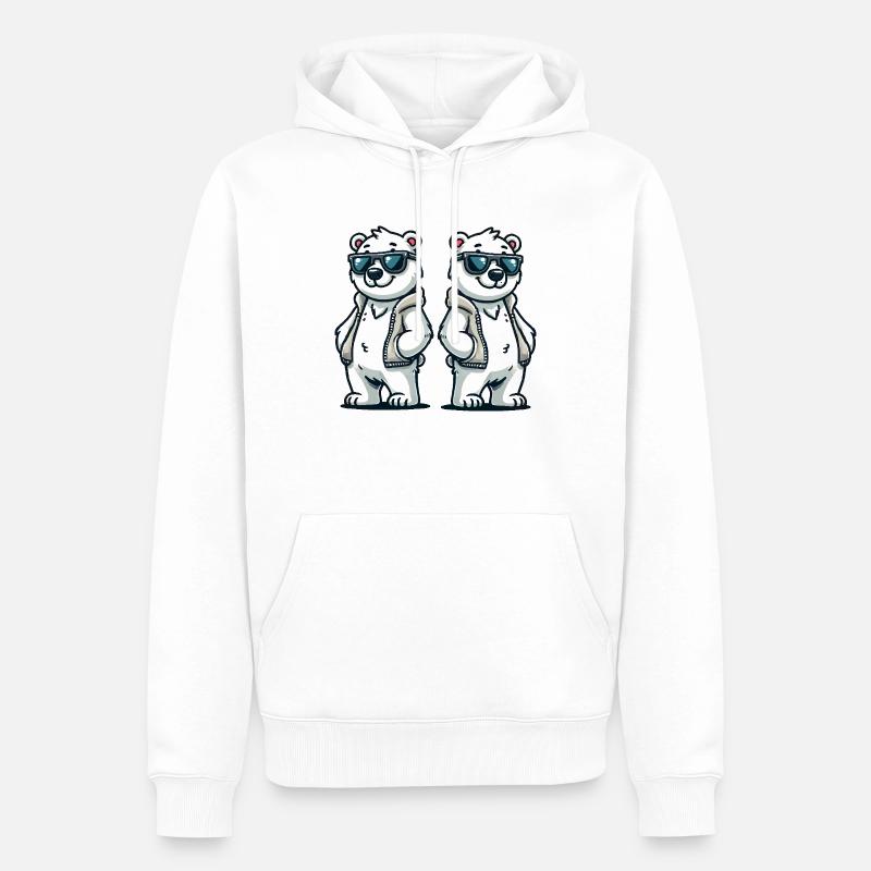 Eisbär Comic - Männer Premium Bio Hoodie - Weiß