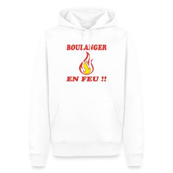 BOULANGER EN FEU !! - Sweat à capuche Premium bio Homme - blanc - Devant - Nico (187cm)