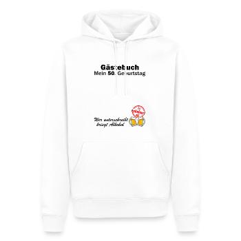 Gästebuch Gästeliste 50. Geburtstag Erinnerung - Männer Premium Bio Hoodie - Weiß - Vorne - Nico (187cm)
