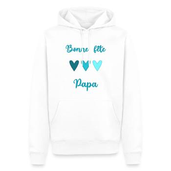 BONNE FÊTE PAPA. PAPA. FÊTE DES PÈRES. BONNE FÊTE - Sweat à capuche Premium bio Homme - blanc - Devant - Nico (187cm)