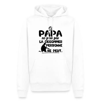 Si Papa ne peut pas la dégommer personne ne peut - Sweat à capuche Premium bio Homme - blanc - Devant - Nico (187cm)