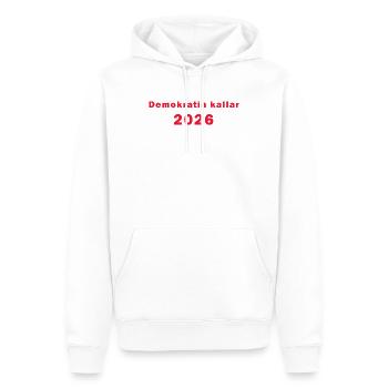 L’appel de la démocratie en 2026 - Sweat à capuche Premium bio Homme - blanc - Devant - Nico (187cm)