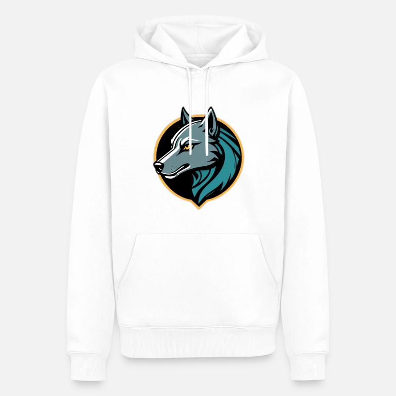 Wikinger Wolf - Männer Premium Bio Hoodie - Weiß
