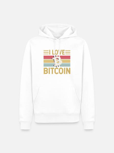 Ich liebe Bitcoin - Männer Premium Bio Hoodie - Weiß