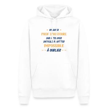 Un super prof d'histoire - Sweat à capuche Premium bio Homme - blanc - Devant - Nico (187cm)