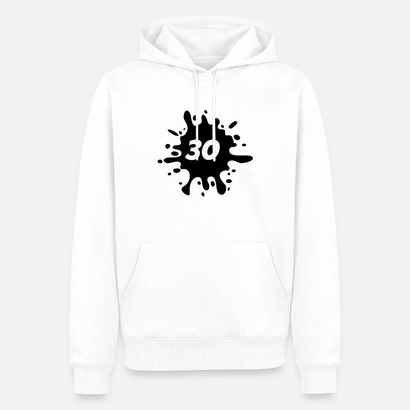 30 - Sweat à capuche Premium bio Homme - blanc