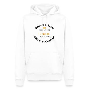 Sauvons la Terre - Sweat à capuche Premium bio Homme - blanc - Devant - Nico (187cm)