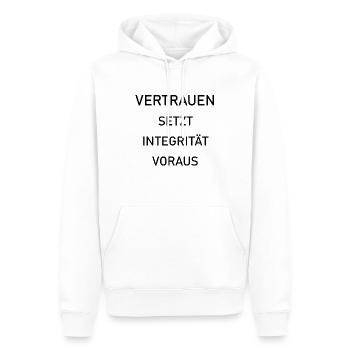 VERTRAUEN setzt Integrität voraus. - Männer Premium Bio Hoodie - Weiß - Vorne - Nico (187cm)