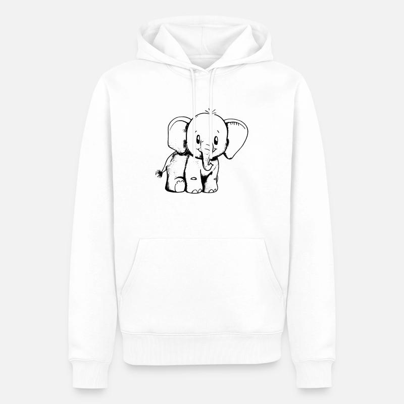 Éléphant Adorable - Sweat à capuche Premium bio Homme - blanc
