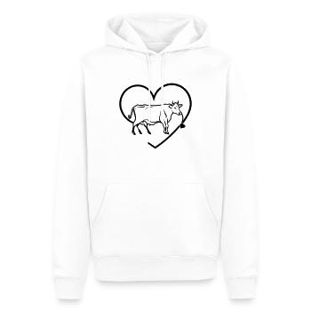 t Vache Agriculteur Battement de cœur - Sweat à capuche Premium bio Homme - blanc - Devant - Nico (187cm)