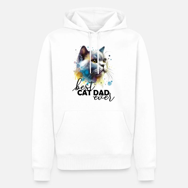 Meilleur Chat Papa Bester Katzenpapa - Sweat à capuche Premium bio Homme - blanc