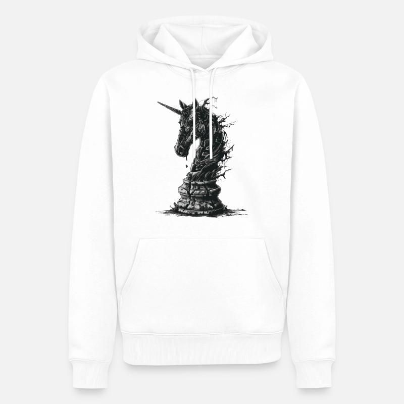 Springer Schach Pferd - Männer Premium Bio Hoodie - Weiß
