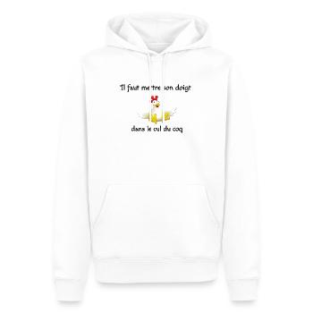 il faut mettre son doigt dans le cul du coq - Sweat à capuche Premium bio Homme - blanc - Devant - Nico (187cm)