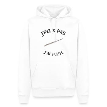 Flûte traversière humour flûtiste homme femme - Sweat à capuche Premium bio Homme - blanc - Devant - Nico (187cm)