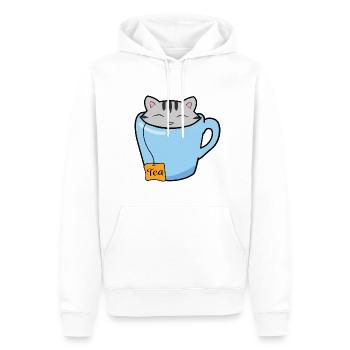 Tasse de thé chat - Sweat à capuche Premium bio Homme - blanc - Devant - Nico (187cm)